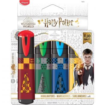 Marcadores Harry Potter - Pack de Subrayadores - Colección de Harry Potter - 4 Subrayadores con Diseño Lúdico - Amarillo