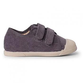 Zapatillas de Pana para Bebés con Puntera de Goma y Doble Cierre en Color Gris Talla 23