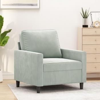 Sillón de terciopelo gris claro 60 cm vidaXL