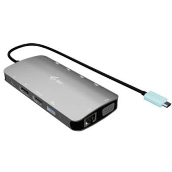 Docking Station USB-C Metal Nano 3x Display con HDMI, DisplayPort y VGA, Power Delivery 100W, Ethernet Gigabit y 5 puertos USB