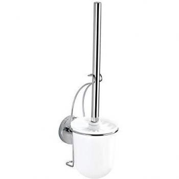 WENKO Vacuum-Loc escobillero para el WC - fijar sin taladrar, Acero, 10 x 34 x 13 cm, Cromo