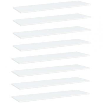 White Engineered Wood Bookshelf Boards Set of 8, 100x30x1.5 cm