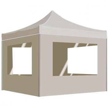 Gazebo profesional plegable de aluminio con paredes 2x2m crema