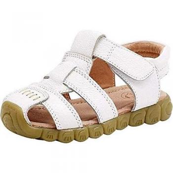Gaatpot Unisex Niños Sandalias con Punta Cerrada Niña Niño Zapatos Sandalias de vestir en Cuero Zapatillas Verano Blanco 34.5 EU/36 CN