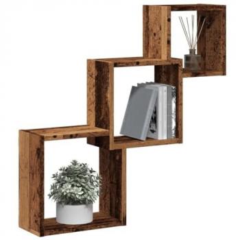Estante de Pared Cubo Madera Ingeniería Envejecida 68x15x68 cm