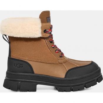 UGG Kids' Ashton Addie Leather Fur-Lined Boots in Chestnut