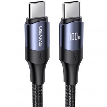 Cable USB-C a USB-C USAMS U71 1.2m 100W PD Carga Rápida Trenzado Negro