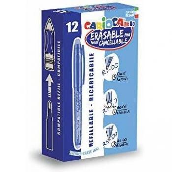 Carioca Re-Do - Bolígrafos de tinta gel borrable, caja de 12 unidades, Azul