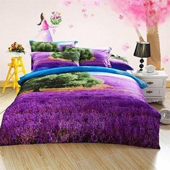FS-755 Home Textiles 4PC/set 100% cotone scenario Letto Queen Size Copripiumino impostare romantico lavanda viola il set di biancheria da letto