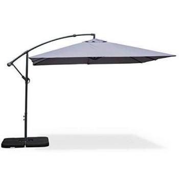 Parasol Cuadrado Desplazado 3x3m - Hardelot - Gris - Manivela Antirretorno | Tela Impermeable | Fácil de Usar