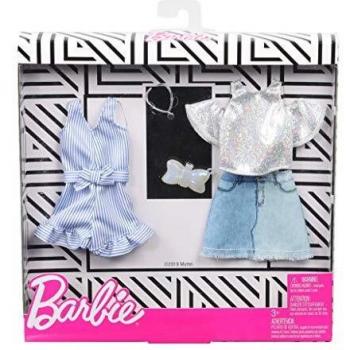 Barbie Pack de Accesorios de Moda Falda Tejana con Top de Brillo