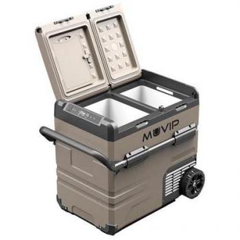Muvip Nevera de Compresor Portátil con Ruedas 55L 60W Doble Zona - Protección Batería Vehículo - Luz LED - Puerto USB - Temperatura -20º/+20º