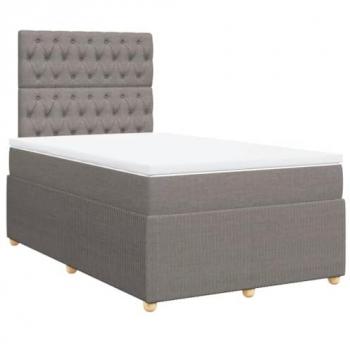 Cama Box Spring con colchón de tela gris taupe 120x200 cm