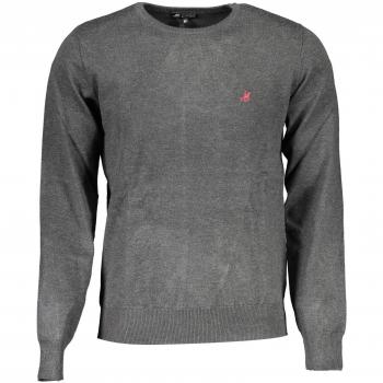 U.S. Polo Assn. Grand Polo Elegance in Motion: Long-Sleeved Embroidered Sweater - XXL, Round-neck Knitwear, Male, Gray