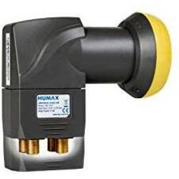 LNB Cuádruple Humax 143s Oro con Filtros LTE, 4 Salidas, Protección Climática y Conectores de Oro para Televisión Digital HD/UHD/4K