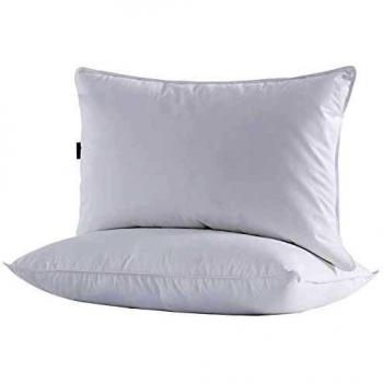 puredown® Almohadas Blancas de Pluma con Funda de 100% Algodón Tamaño Estándar 48x74cm Juego de 2