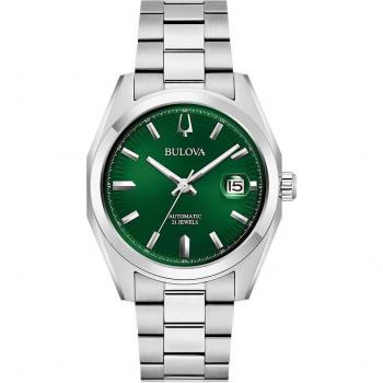 Bulova Classic Surveyor 96B429 Automatic Men's Watch - Stainless Steel, Green Dial, 39mm