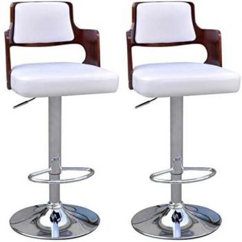 vidaXL Taburetes de Cuero Artificial Blanco espaldar Cuadrado Acolchado 2 Piezas
