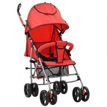 vidaXL Cochecito Sillita Paseo de Bebé 2 en 1 Rojo Acero Carritos Transporte