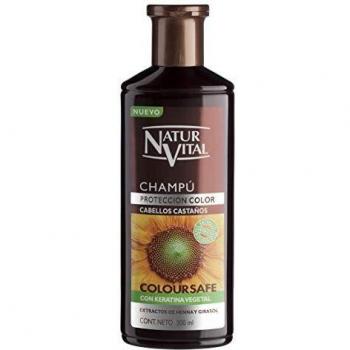 NaturVital Natur Vital Champú Protección Color Cabellos Castaños Bote, Marrón, 300 Mililitros