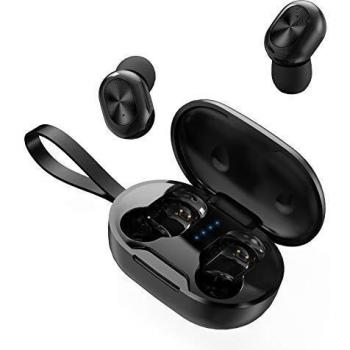 Auriculares Inalambricos, LESHP Auriculares Bluetooth, Auriculares Inalambricos Microfono con Control de Táctil, Auriculares Estéreo TWS con Estuche de Carga, Auriculares Inalambricos Deporte, Negro