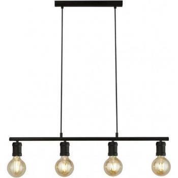 Lámpara colgante Dance Acero dulce Negro, 4 bombillas E27, 12 cm de diámetro, 80 cm de largo, metal