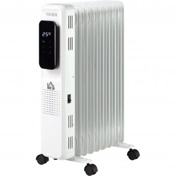 HOMCOM Radiador de Aceite 2180W con 9 Elementos, Pantalla LED, Control Táctil, Termostato Ajustable, Temporizador 24 Horas y Ruedas para Fácil Mov