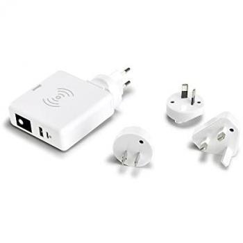 Cargador Inalámbrico Simon con Batería Portátil y Carga Rápida 3 en 1, Adaptador de Viaje Universal, Color Blanco