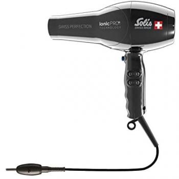 Secador de Pelo Profesional Solis Swiss Perfection 360º IonicPRO 440 - Cable Giratorio 360º - Incluye Boquilla de Peinado - Negro