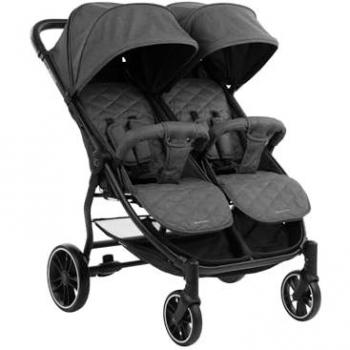 Silla Gemelar KikkaBoo Happy 2 - Carrito Plegable hasta 15 kg por Niño, Aluminio Ligero, Mango Grande y Fuerte, Desde el Nacimiento