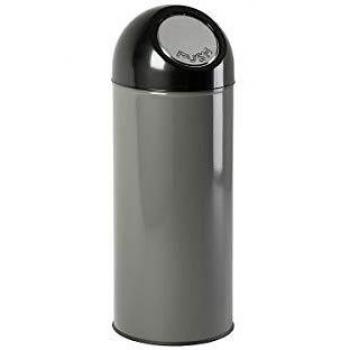 Cubo de basura con trampilla 55L y interior galvanizado, color gris