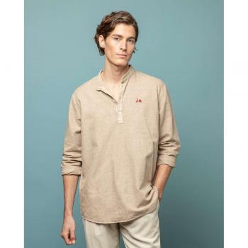 Camisa Scotta Polera mao beige manga larga para hombre