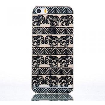 iPhone 5 5S SE Carcasa, YIGA Elefante Tribu Transparente TPU Gel Cubierta De Silicona Suave Funda Tapa para Apple iPhone 5 5S SE