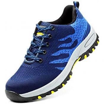 Smarten Zapatos de Seguridad Mujer Antideslizante Zapatillas de Seguridad Hombre Transpirable y Cómodas Calzado de Protección Blue 37 EU