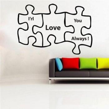 Camiseta de manga Kanvas 120 x 190 cm L-XL rom24 I 'll Love You Always Trio de sierra caladora vinilo adhesivo decorativo para pared, Beige_Parent, negro, 60 x 95 cm Large
