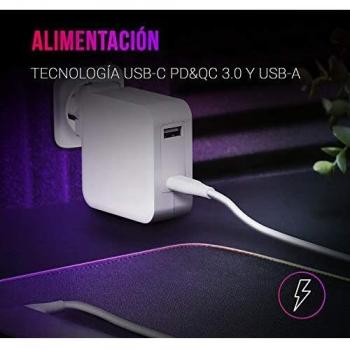 MARSGAMING MNA2 Blanco, Cargador Universal 90W EU/US, USB-C PD&QC 3.0, 6X Adapt