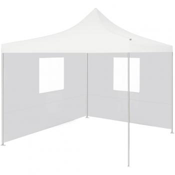 Carpa plegable profesional 3x3 m con 2 paredes de acero blanco