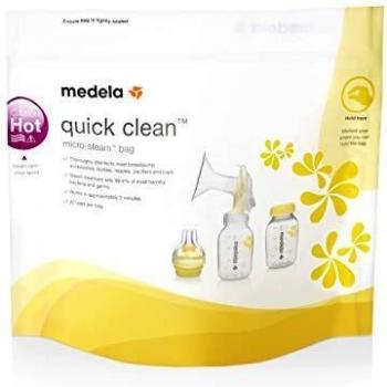 Medela Quick Clean Microwave Bags - Quick and Convenient Cleaning of Breast Pump Parts or Accessories, Reusable, Pack of 5