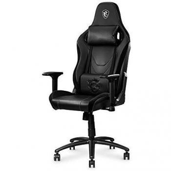 MSI MAG CH130X - Silla gaming negra, con cuero de fibra de carbono, estructura de acero de carbono, reposabrazos 2D ajustables, espuma integrada, almohadilla ergonómica para la cabeza
