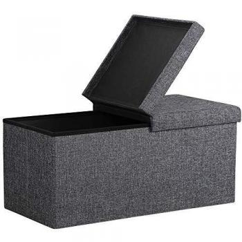 Banco de Almacenaje Plegable 100L con Asiento Acolchado - Gris Oscuro 80x40x40cm