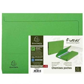 Exacompta 46973E - Lote de 10 Bolsas Forever® 290, Color Verde