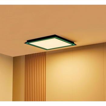 Lámpara de techo LED Leicy, negra, 64 cm, RGB, CCT, moderna, hecha de metal para salón y comedor (1 llama)