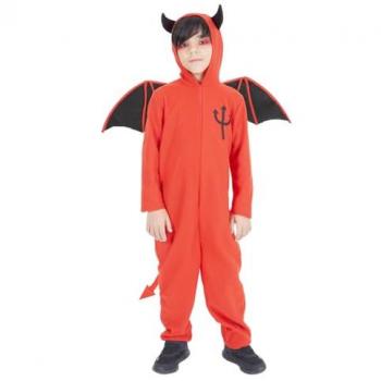 Disfraz Infantil Diablo Alado con Jumpsuit, Capucha y Alas para Halloween - Talla M