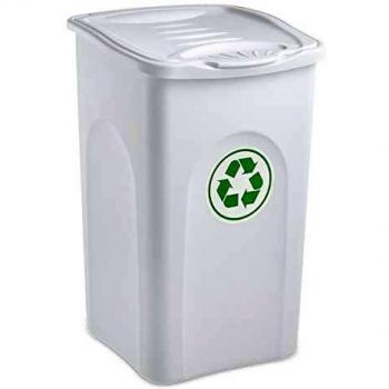 Pattumiera para la recogida selectiva Begreen, 50 litros, con tapa, color blanco