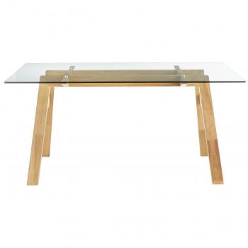 Miliboo Mesa de Comedor Cristal Transparente y Madera L160 cm Bacco