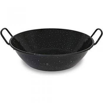 GreaTool Paellera Honda Acero Esmaltado Sartén Honda de Acero Paellera Negro