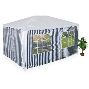 Laterales para Carpa 3x4m Set de 2, Impermeables, Poliéster con Cierre de Contacto, Azul y Blanco