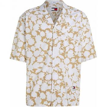 Camisa de hombre Tommy Jeans estampada de manga corta relaxed fit en color beige