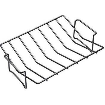 KitchenCraft Bandeja de Rejilla Antiadherente con Forma de V, Evita que la Carne Se Mueva o Se Caiga, 30 x 21 cm - Color Negro