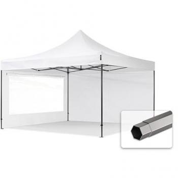 Carpa Plegable 4x4m PREMIUM Acero 40mm con Laterales y Ventanas Panorámicas, Blanca
